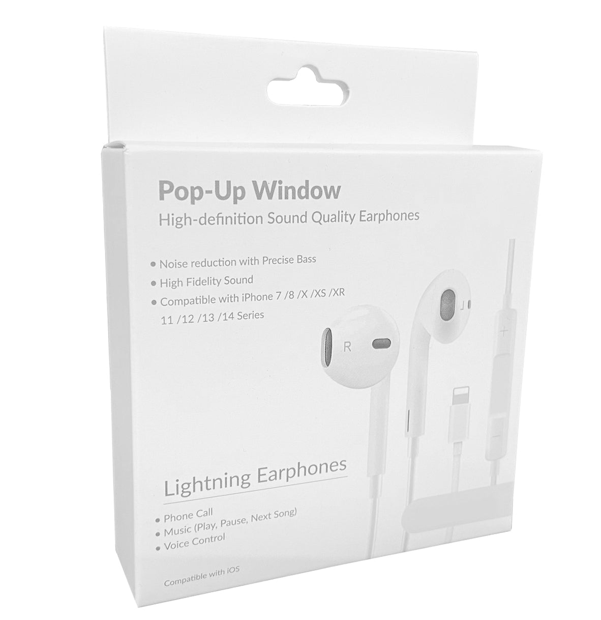 Wired Lightning Earphones For iPhones White EARLIGHTNING — Digitek