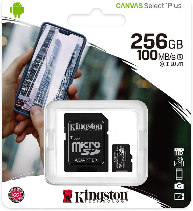 Kingston Canvas Select Plus 256GB Micro SD Card - With Adapter - KING-MICRO256GB