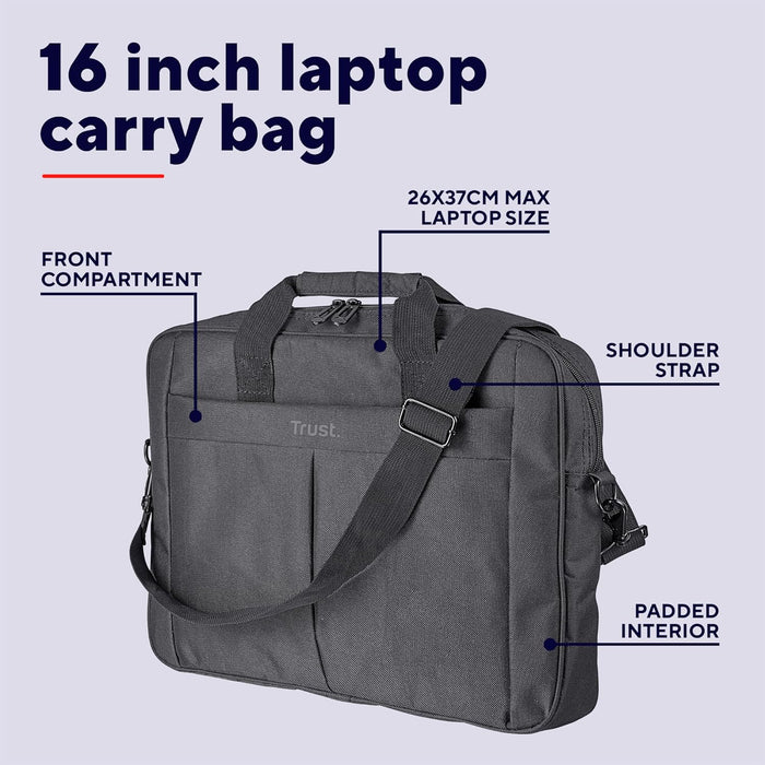 Trust Primo 16" Laptop / Notebook Bag Case - Black - NB-TRUST/PRIMO