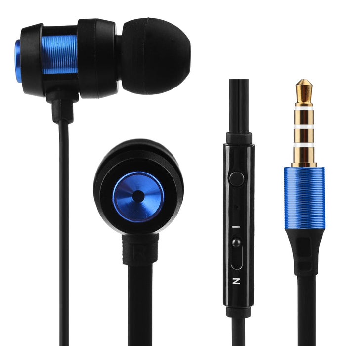 Volkano Alloy Series Metallic Finish Earphones With Microphone & Call Function - Blue - VOLK-VK-1007/BLU